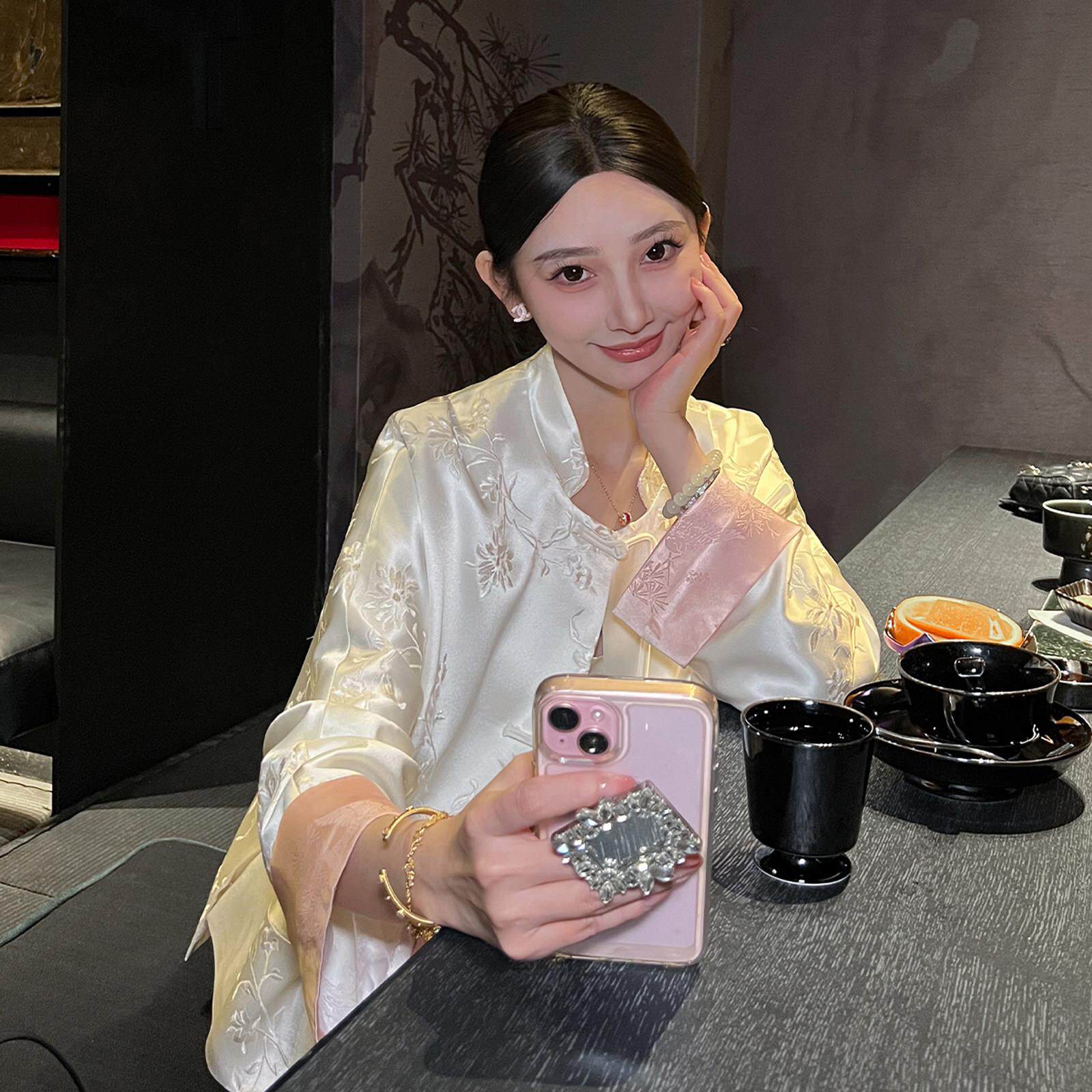 新中式国风短外套女2025秋季新款设计感小众暗纹提花宽松气质上衣