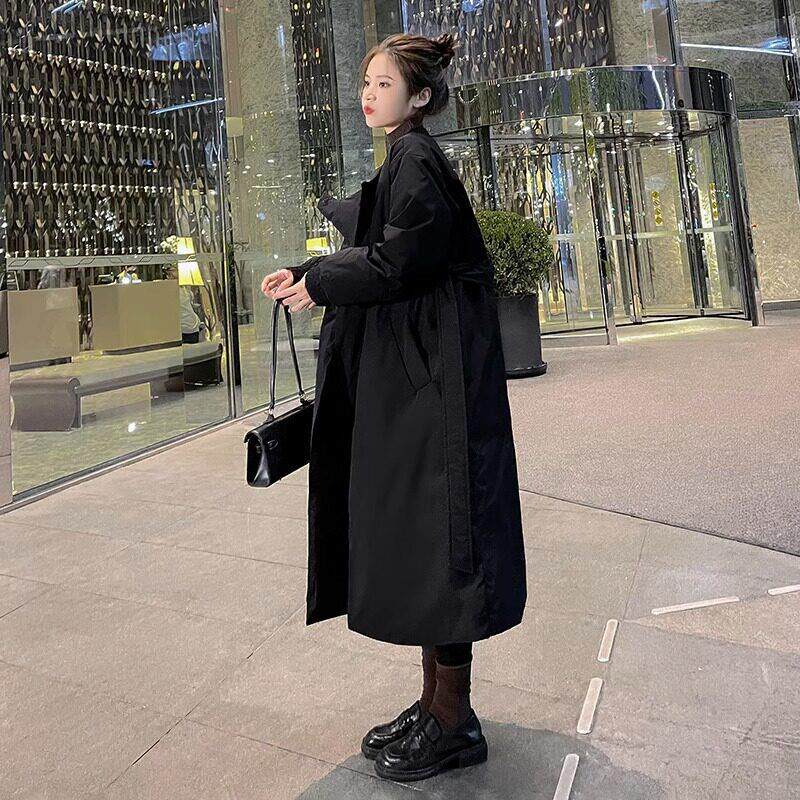 黑色风衣鹅绒羽绒衣女中长版2026冬季新款高级感超好看洋派外套潮