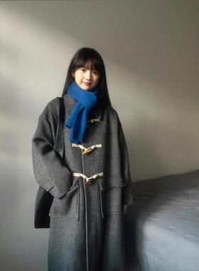 LILY MOST牛角扣羊绒大衣女2025冬季新款灰色毛呢外套加厚羽绒服