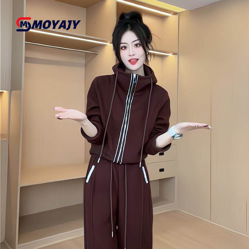 MOYAJY品牌休闲运动套装女秋冬2025新款洋气宽松高档阔腿裤两件套