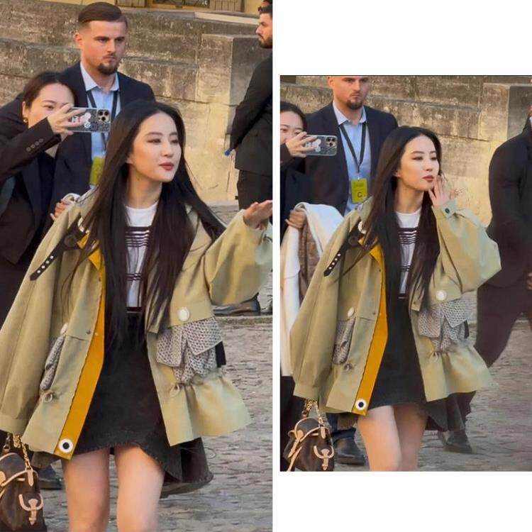 刘亦菲同款抽绳收束钩针口袋风衣外套女2025秋季新款工装夹克上衣