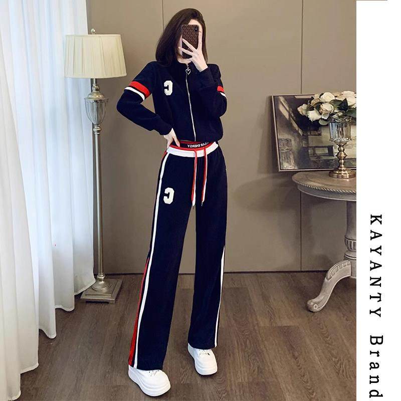 KAYANTY休闲运动套装女秋季新款减龄时尚洋气卫衣阔腿裤两件套