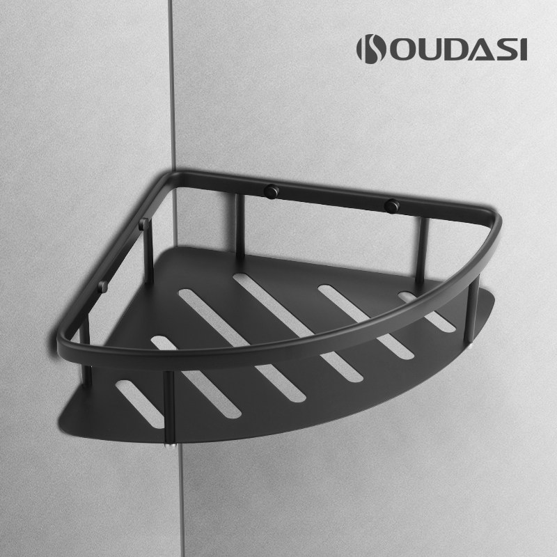 欧美枪灰黑全铜置物架浴室收纳三角篮卫生间壁挂淋浴转角墙角打孔,家装主材,卫浴置物架,淘宝优惠券,粉丝福利购,淘宝优惠卷