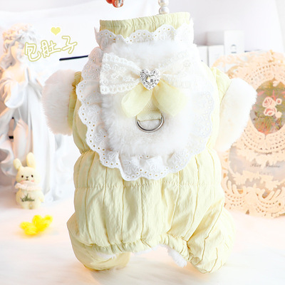 狗狗衣服秋冬装厚款四腿护肚包肚棉衣甜美牵引小型犬泰迪宠物6335