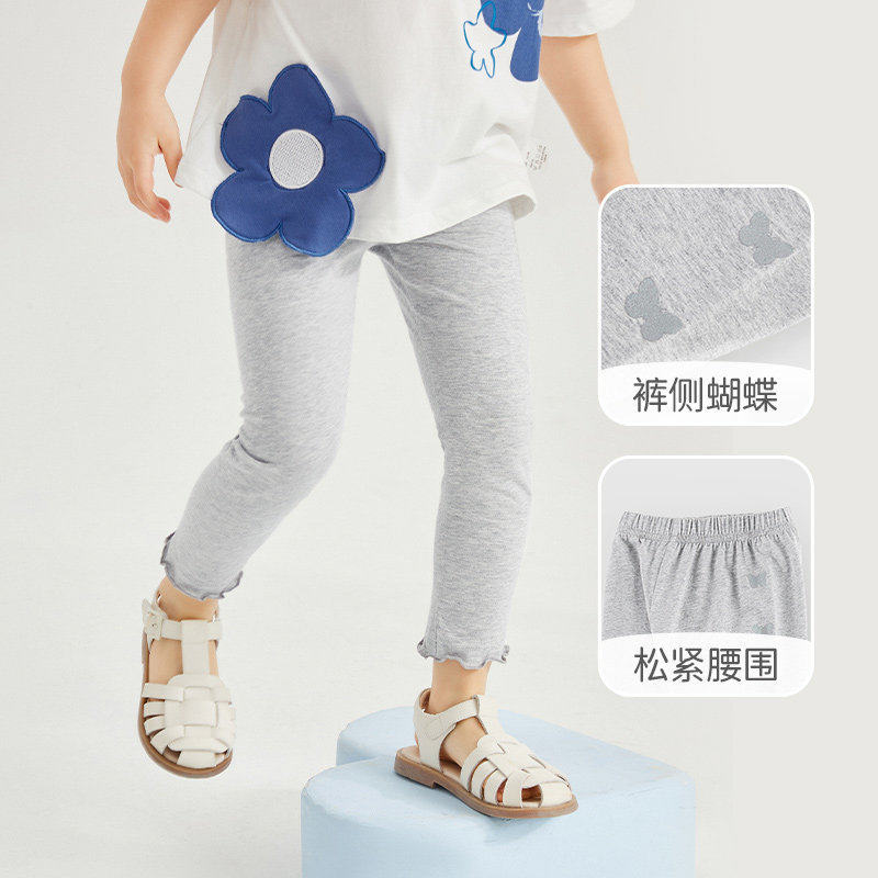 杰里贝比女宝宝打底裤夏季女童休闲纯色长裤小童夏装女童安全裤