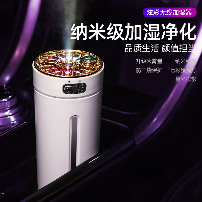车载加湿器喷雾香薰汽车内空气净化器车用香薰机除异味新款星空灯