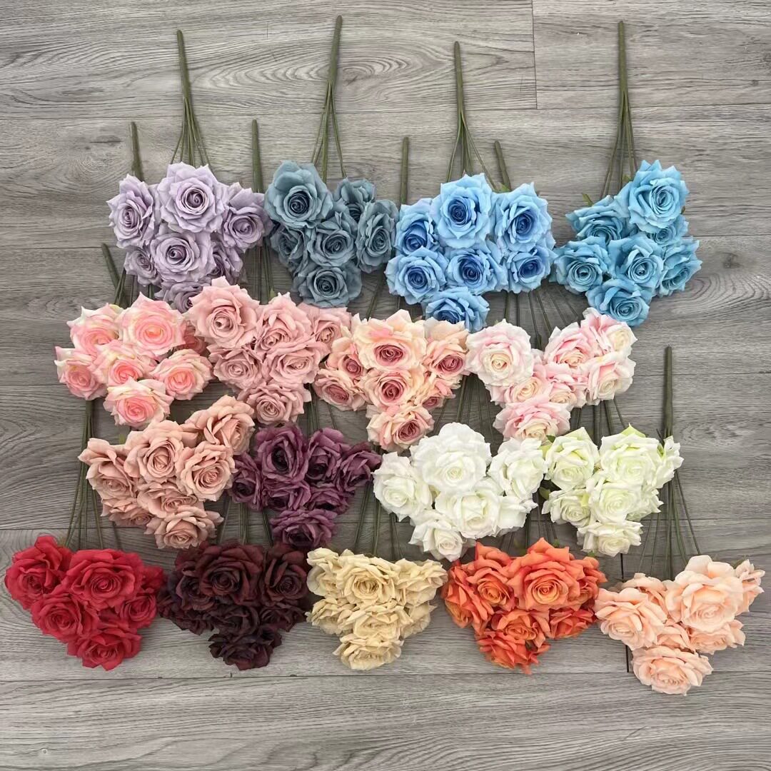 7头把束钻石玫瑰仿真花婚礼布置玫瑰瀑布花墙装饰假花手捧花插花