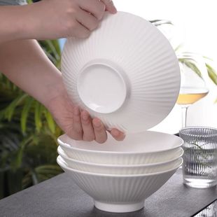 新款 8英寸面碗 骨瓷高颜值泡面网红饭碗日式 斗笠陶瓷家用汤碗套装