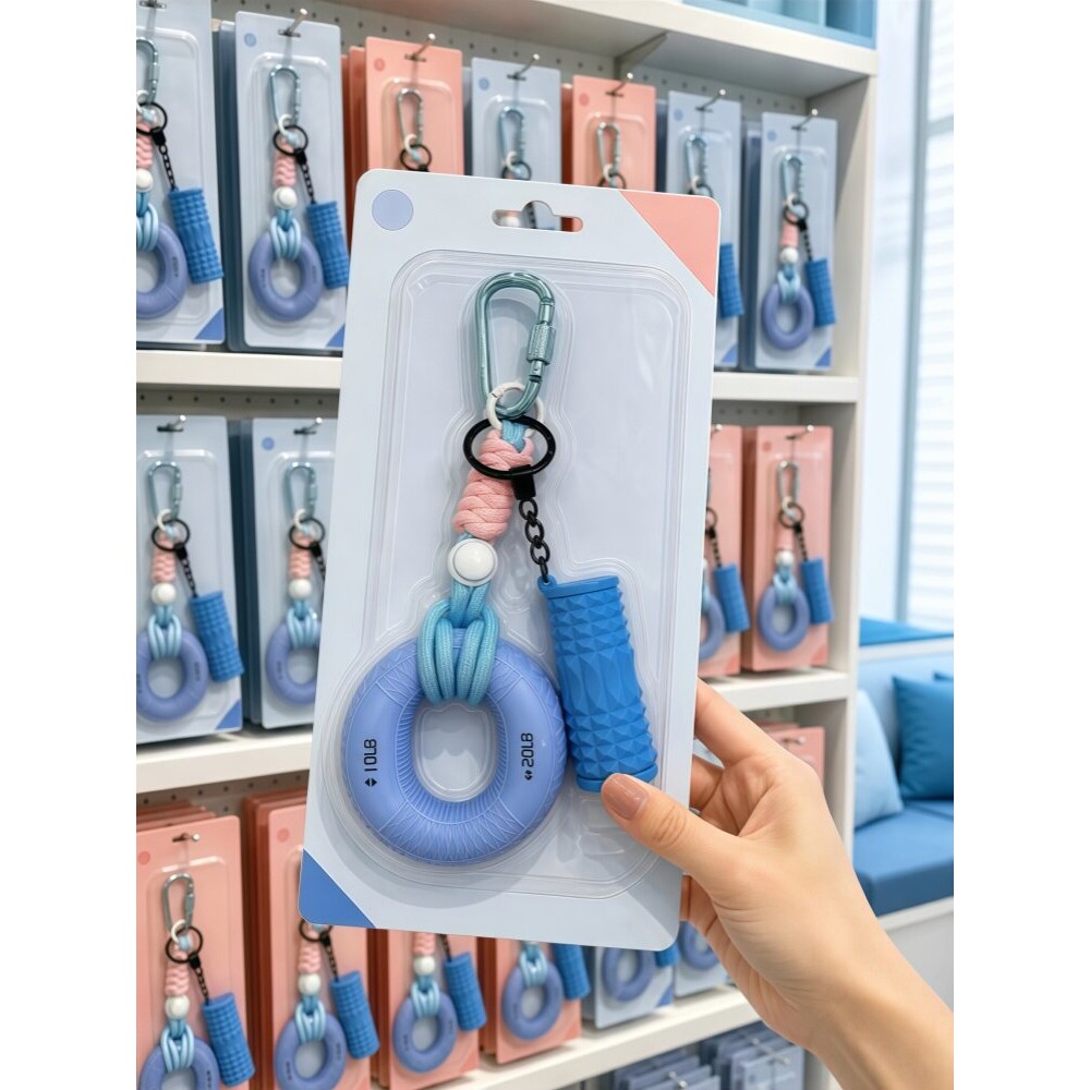 硅胶握力圈钥匙扣解压挂件五指力量训练器材学生包挂件锻炼握力器