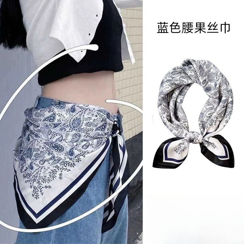 系在腰上丝巾女连衣裙腰间配饰复古腰果花旅游百搭方巾牛仔裤腰带
