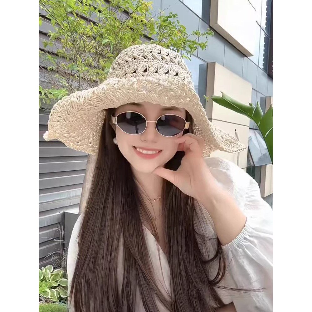 度假风沙滩渔夫帽女2026年春新款海边大帽檐草帽编织遮阳太阳帽子