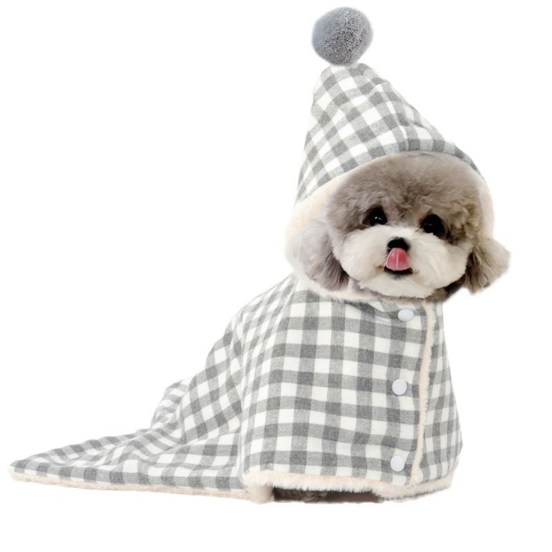 秋冬新款宠物披风毛毯睡袍可爱狗狗猫咪衣服保暖加厚毛绒毯子斗篷