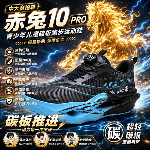 赤兔10pro碳板男童跑鞋夏