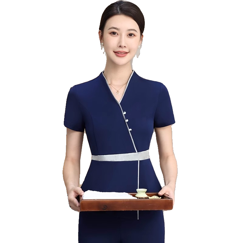 春夏新款美容师工作服装女高端养生馆足浴足疗按摩会所技师套装