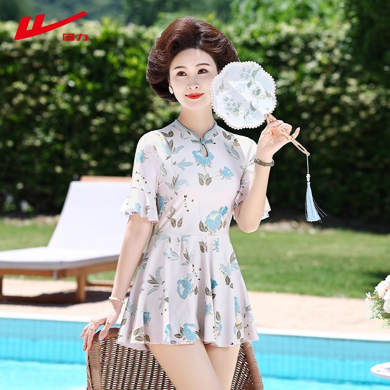 妈妈泳衣女2025爆款高级感连体裙式海边温泉度假遮肚显瘦游泳装