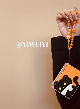 依维意 适用于荣耀MagicVFlip2折叠手机壳vivoXFlip高级感橙色皮纹FindN3Flip猫咪新款创意手链防摔华为PuraX