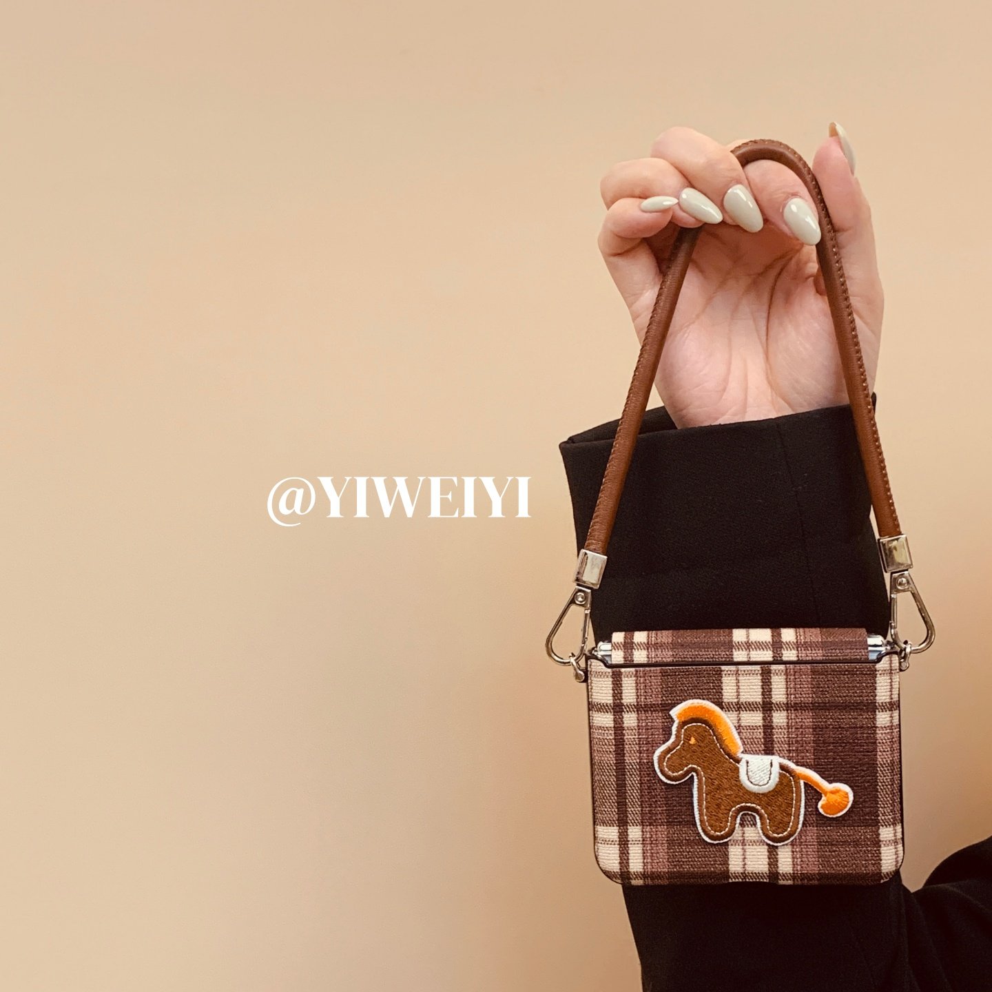 依维意 适用于荣耀magicvflip2手机壳pocket2可爱小马折叠屏novaflip深棕皮手提防摔Razr50Ultra复古棕色格纹,3C数码配件,手机保护套/壳,淘宝优惠券,粉丝福利购,淘宝优惠卷