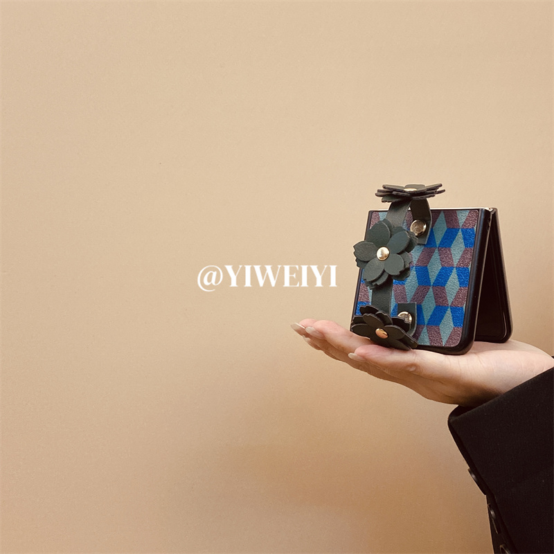 OPPO折叠复古花朵腕带防摔手机壳