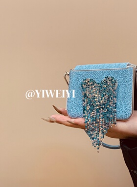 依维意 适用于小米mixflip2手机壳pocket2高级感轻奢折叠屏razr50闪钻爱心流苏oppofindn3flip防摔蓝色蕾丝