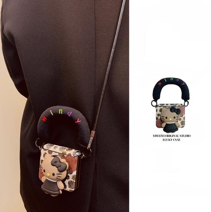 依维意 适用于华为purax手机壳pocket2高级感烫金豹纹折叠屏三星ZFlip7可爱磁吸kt支架Razr50秋冬新款防摔