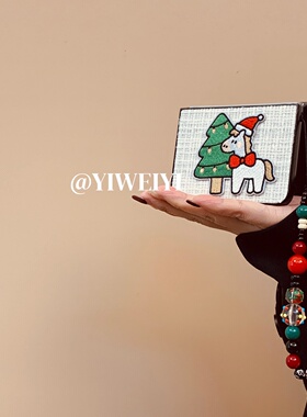 依维意 适用于荣耀magicvflip2手机壳pocket2小香风折叠屏简约白色razr50秋冬新款防摔挂绳zflip7刺绣圣诞树