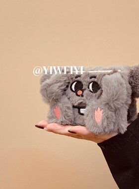 依维意 适用于小米mixflip2手机壳pocket2创意卡通美叽鼠折叠屏三星zflip7灰色毛绒秋冬新款Razr60可爱保护套