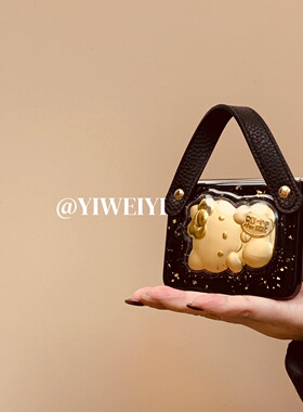 依维意 适用于小米mixflip2手机壳pocket2黑色滴胶折叠屏p50pocket金箔kt猫黑皮质手提magicvflip创意保护套