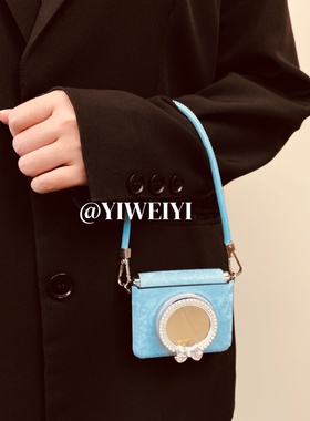 依维意 适用于小米MIXFlip2手机壳珍珠镜面支架折叠屏三星GalaxyZFlip7FE蓝色贝壳纹手提斜挎防摔novaFlip