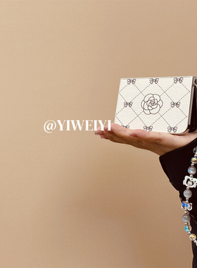 依维意 适用于荣耀MagicVFlip折叠手机壳华为PuraX白色皮纹玫瑰蝴蝶结小米MIXFlip2新款kt猫手链三星ZFlip7fe