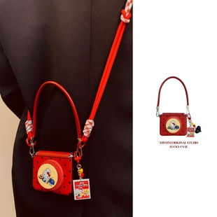 依维意 适用于华为purax手机壳pocket2少女心kt猫支架折叠屏oppofindn3flip红皮纹黑波点ZFlip7FE手拎斜挎