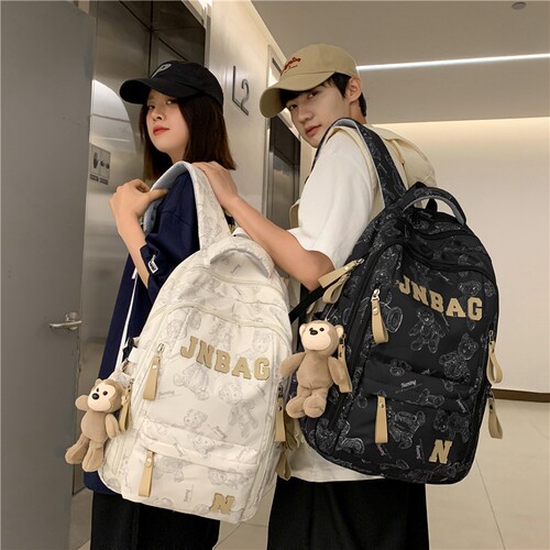 米雅熙校园中性竖款涤纶小熊印花