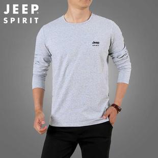 JEEP SPIRIT长袖 t恤男装 休闲HL JEEP吉普特价 秋冬圆领棉打底衫 男式