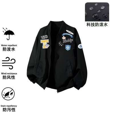 美式高街vibe潮牌贴标印花夹克外套男女春夏款小众情侣棒球服上衣