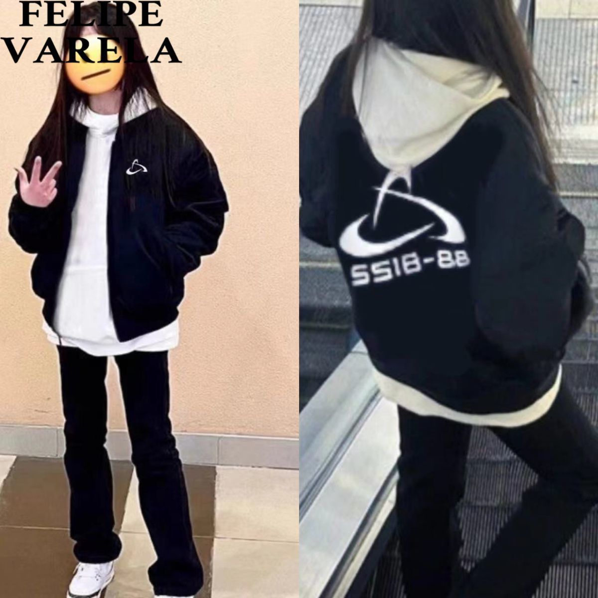 美式复古黑色简约夹克外套女2025年春夏薄款潮牌飞行员情侣棒球服图片