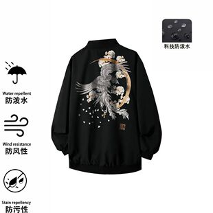 2025网红新款凤凰印花春季棒球服男女精神社会小伙夹克潮牌外套