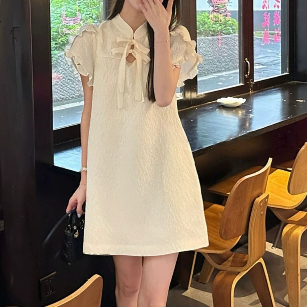 2025新中式立领短袖连衣裙女气质显瘦夏季新款中国风旗袍改良
