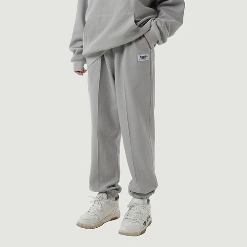 nnova国潮华夫格纯色卫裤