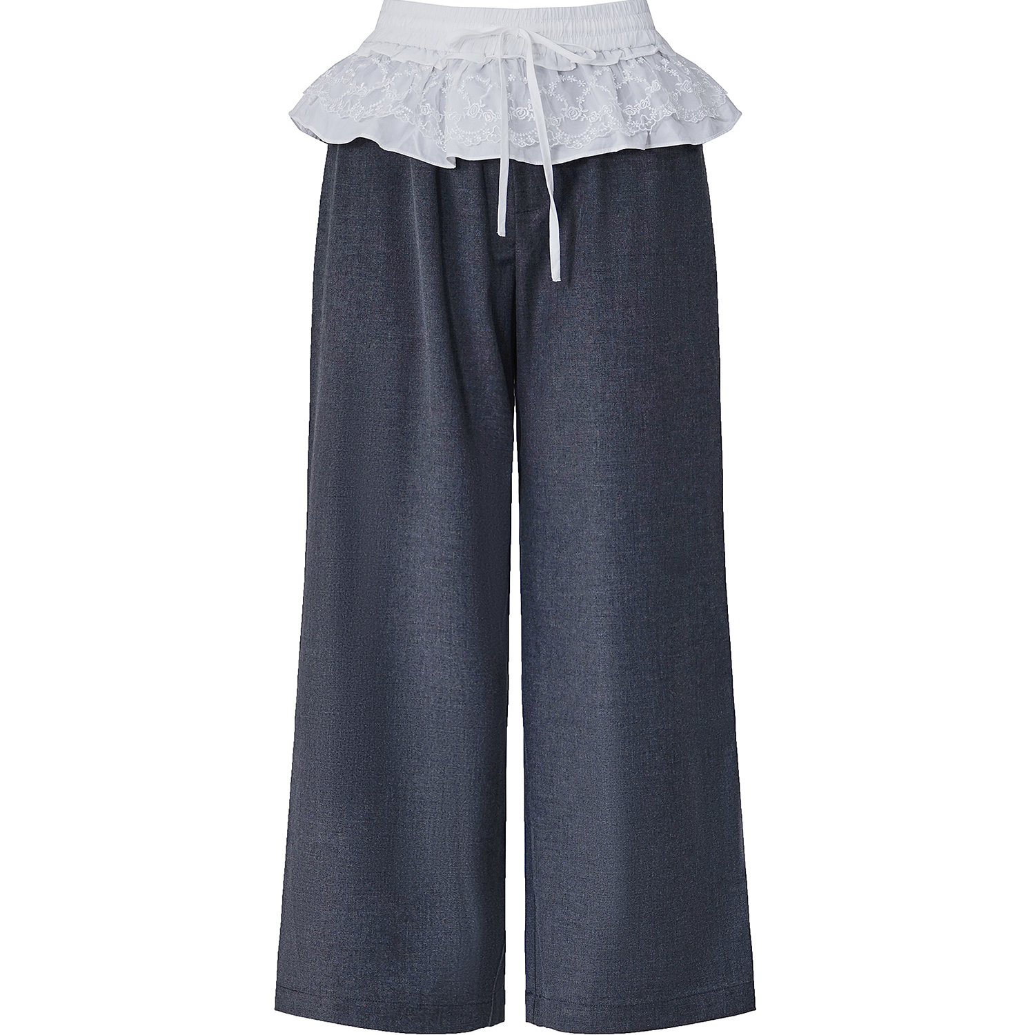 NNOVA美式复古蕾丝边休闲直筒长裤女夏季新款阔腿裤