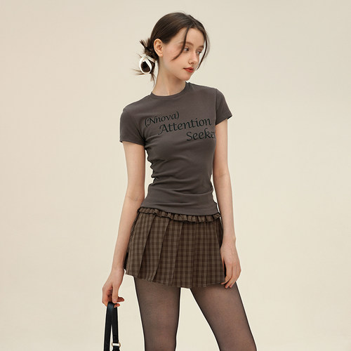 撞色字母印花基础正肩短袖T恤