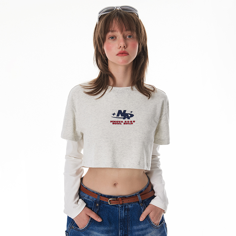 NNOVA23SU宽松高腰印花短袖