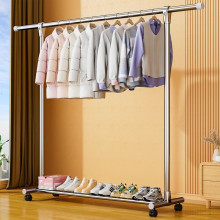 不锈钢晾衣架单杆式落地室内家用晾衣杆式阳台晒衣架卧室挂衣架