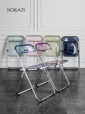 Nordic transparent folding chair electroplated stool backrest simple modern acrylic dining chair plastic crystal negotiation chair