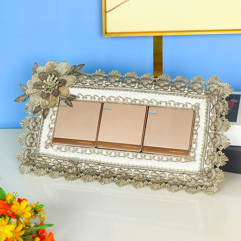 定制86型开关贴三开双开开关边框保护套插座布艺花边盖板装饰墙贴