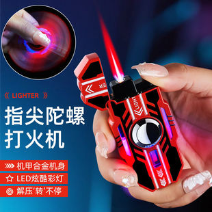 新款 炫酷炫彩旋转陀螺防风打火机充气创意解压创意送男友老公新款