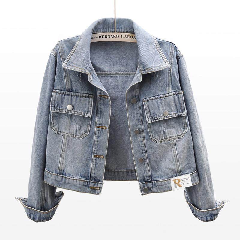 潮牌布贴牛仔外套女短款2025春秋新款韩版宽松百搭小个子上衣夹克,女装/女士精品,短外套,淘宝优惠券,粉丝福利购,淘宝优惠卷