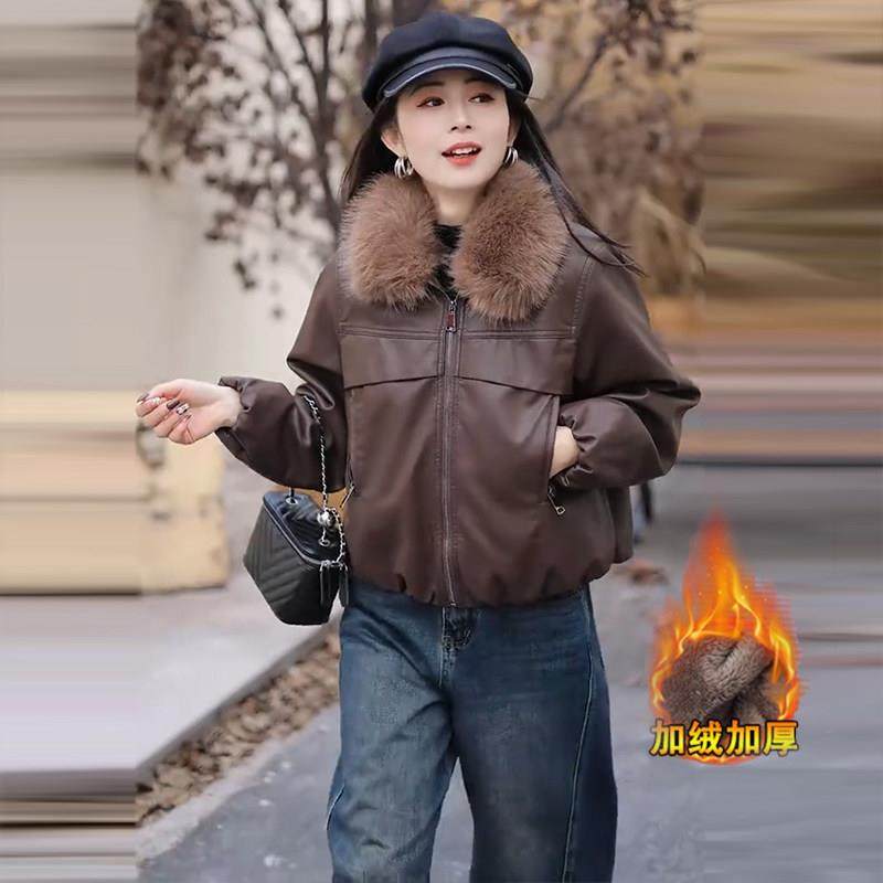 香港代购加绒加厚皮衣外套女冬新款显瘦休闲短款机车服皮夹克棉袄,女装/女士精品,短外套,淘宝优惠券,粉丝福利购,淘宝优惠卷
