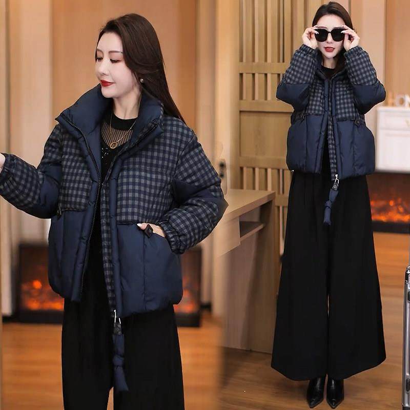 香港代购时尚格子羽绒棉服外套女冬季新款韩版加厚保暖面包服棉袄,女装/女士精品,短外套,淘宝优惠券,粉丝福利购,淘宝优惠卷