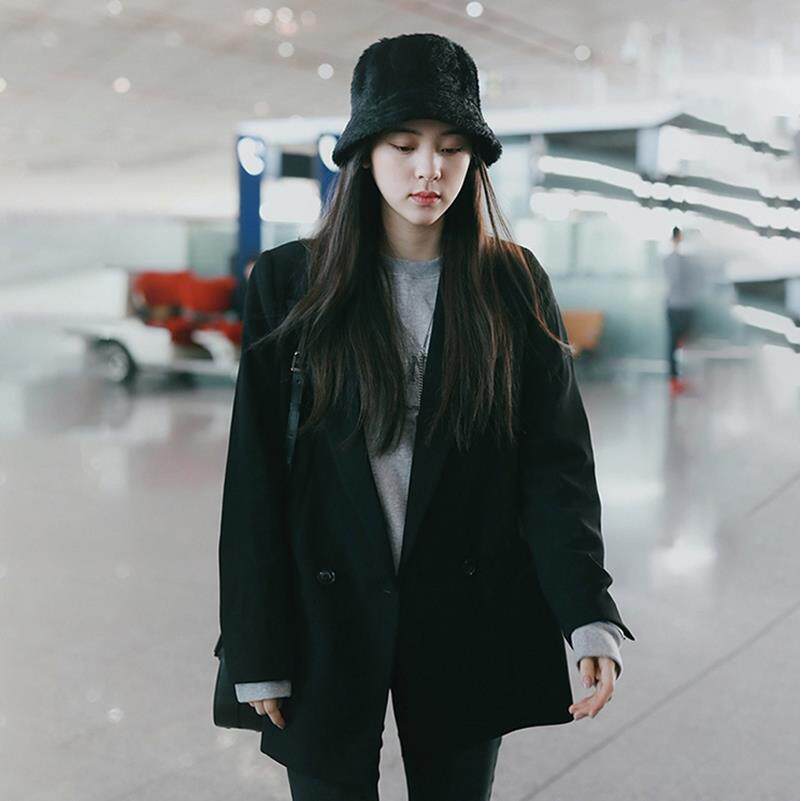 欧阳娜娜同款韩国春秋宽松休闲 小西装女炸街高级感气质双排扣外