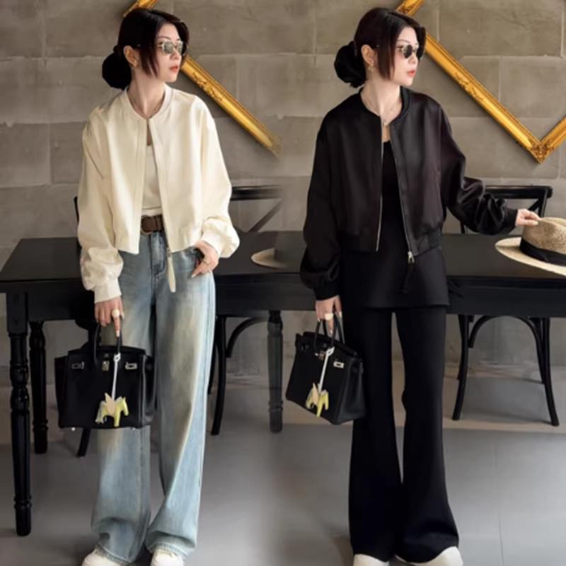 香港代购时尚立领棒球服短款外套女春新款显瘦小个子百搭夹克上衣
