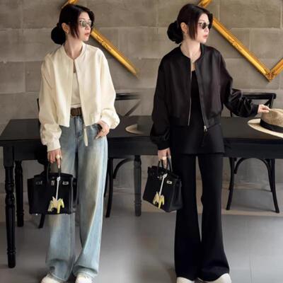香港代购时尚立领棒球服短款外套女春新款显瘦小个子百搭夹克上衣